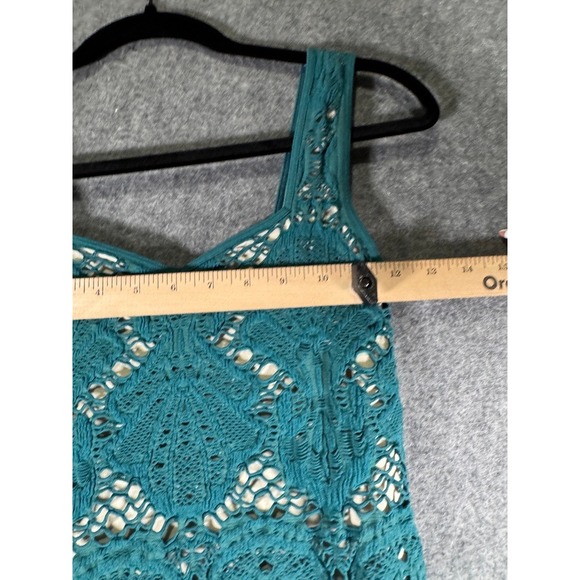 Intimately Free People Teal Crochet Mini Dress Sleeveless Medium Boho Western - Picture 3 of 6